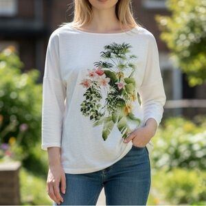 Tommy Bahama Ivory Top with Tropical Floral Design